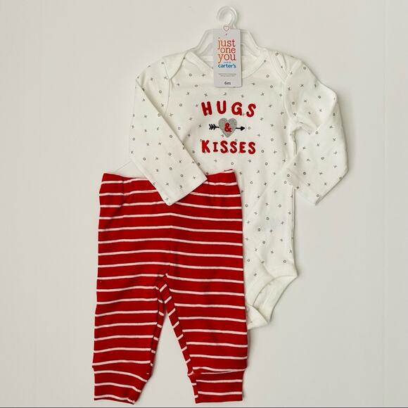 Carter’s | Hugs & Kisses XOXO Stripe Jogger Outfit NWT 6M - Picture 1 of 6